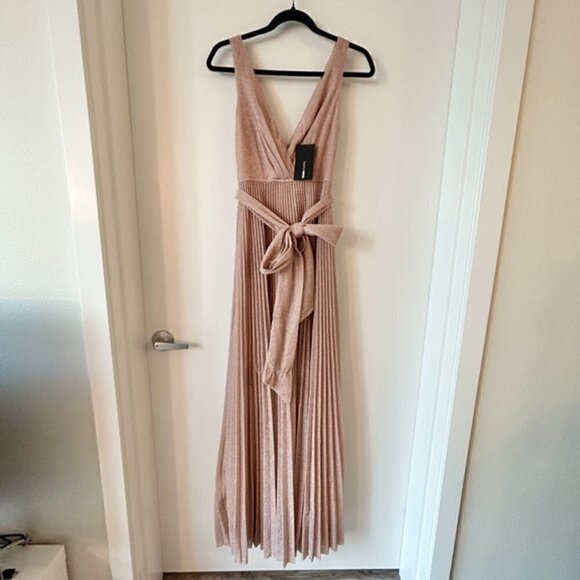 Fashion Nova Always Shining Maxi Dress in Rose Gold Blush Size S NWT - Picture 4 of 12